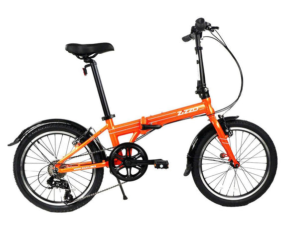Bicicleta Eléctrica Para Adultos ZiZZO Campo 20-Inch Folding Bike - 7-Speed Shimano, Lightweight Aluminum Frame, Adjustable Stem (Black) 7 Speed Folding Bicycle